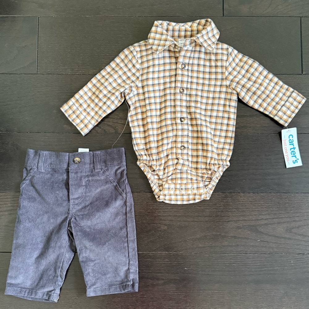 Carter's Checkered Bodysuit and Gray Pants Set